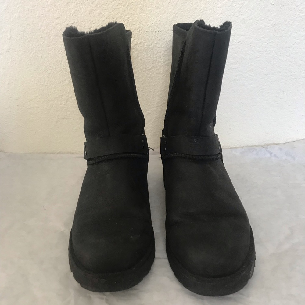 UGG Australia Glen Black Boot Ankle Moto Buckle 6